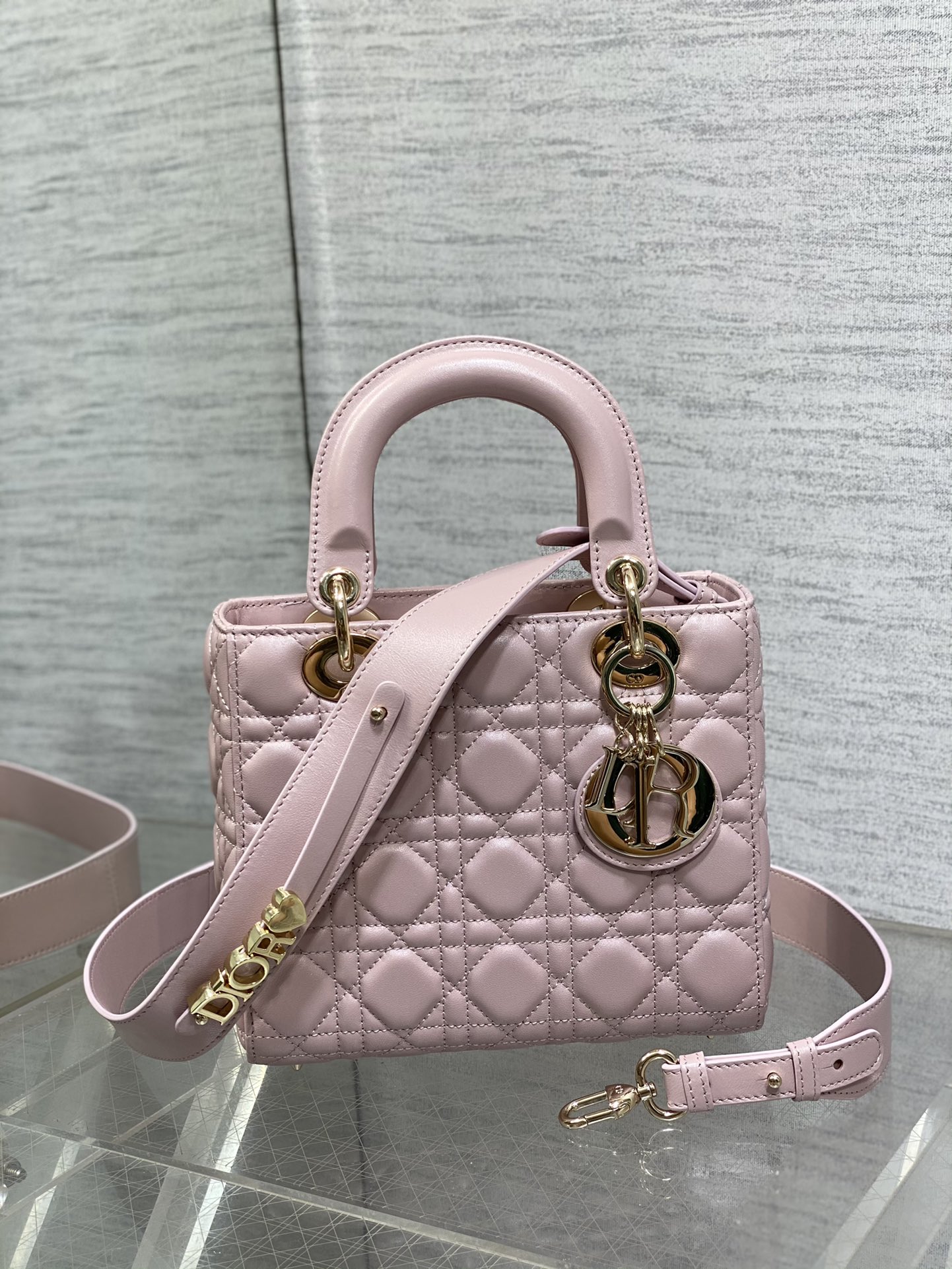 Small Lady Dior My ABCDior Bag Pale Pink Cannage Lambskin